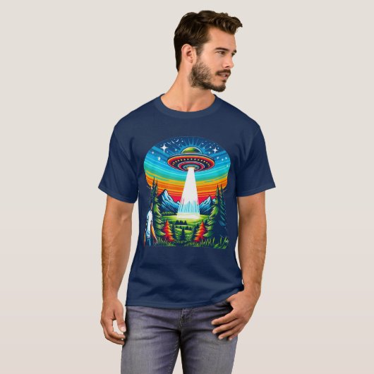 Man UFO blauw T-shirt (Voorkant volledig)