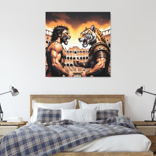 MAN V BEEST CANVAS AFDRUK (Insitu (Slaapkamer))