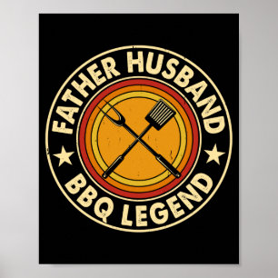 Man vader echtgenoot bbq legende achtertuin grill poster