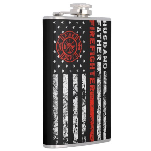 Man, vader en brandweerman heupfles (Rechts)