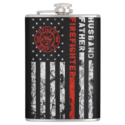 Man, vader en brandweerman heupfles (Voorkant)