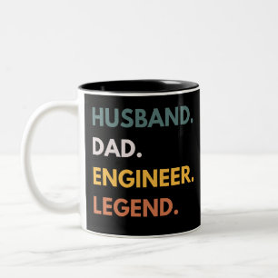Man vader ingenieur legende Funny Engineering Tweekleurige Koffiemok