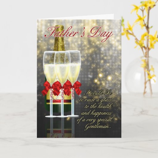 Man - Vaderdag Kaart - Champagne Toast (Gele Bloem)