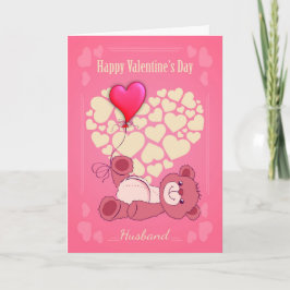 Man, Valentijnsdag met teddybeer en hart Feestdagen Kaart