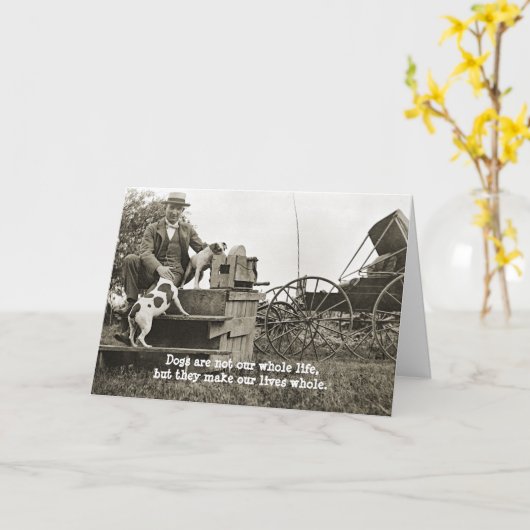 man van 1890 W/JACK RUSSELL TERRIER DOGS PHOTO Kaart (Gele Bloem)