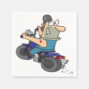 Man van cartoon op een motorfietsenpapier servetten