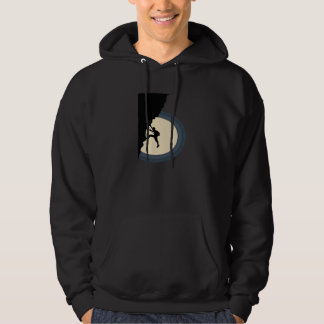 Man van de bergbeklimming in het nachtsilhouet hoodie