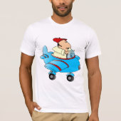 Man van de cartoon in het vliegtuig Mannen T-shirt (Voorkant)
