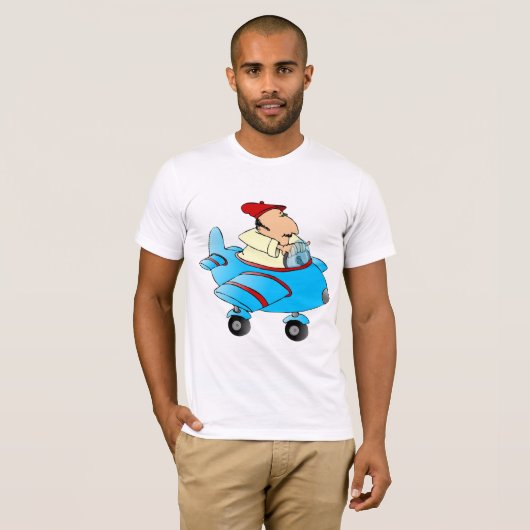 Man van de cartoon in het vliegtuig Mannen T-shirt (Voorkant volledig)