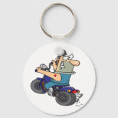 Man van de cartoon op een motorfiets Sleutelhanger (Voorkant)