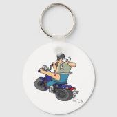 Man van de cartoon op een motorfiets Sleutelhanger (Achterkant)