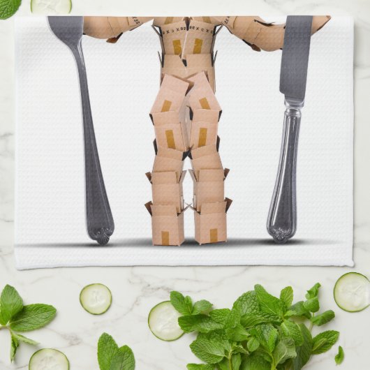 Man van de kaasdoos met messenmakerswerk theedoek (Gevouwen)