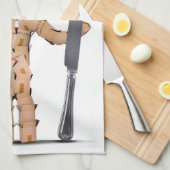 Man van de kaasdoos met messenmakerswerk theedoek (Quarter Fold)