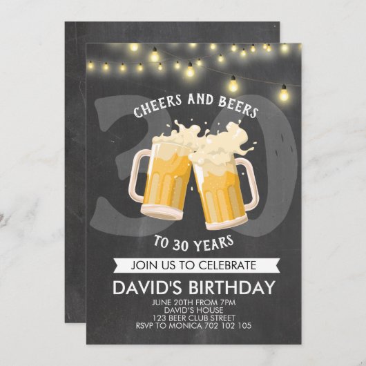 Man van de kaken en van de bier Birthday Chalkboar Kaart (Voorkant / Achterkant)