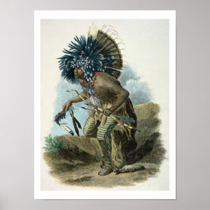 Man van de Mandanijnse stam in het kostuum van Poster