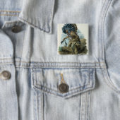 Man van de Mandanijnse stam in het kostuum van Vierkante Button 5,1 Cm (In situ)