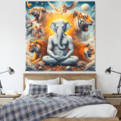 man van de spirituele olifant canvas afdruk (Insitu (Slaapkamer))