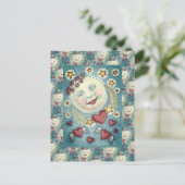 MAN VAN DE valentijn IN DE MOON, ZEER VEELEMATIGE Feestdagenkaart (Staand voorkant)