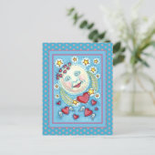 MAN VAN DE valentijn IN DE MOON, ZEER VEELEMATIGE Feestdagenkaart (Staand voorkant)