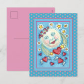 MAN VAN DE valentijn IN DE MOON, ZEER VEELEMATIGE Feestdagenkaart (Voorkant / Achterkant)