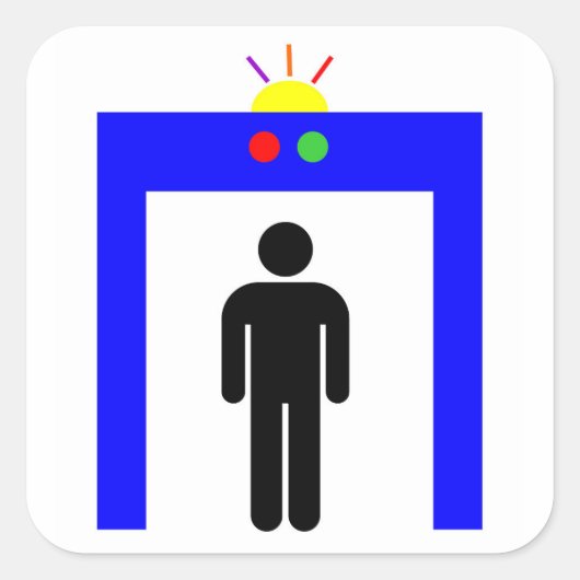 man van de veiligheidsalarmmelder voor vliegvelden vierkante sticker (Voorkant)