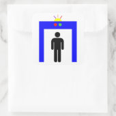 man van de veiligheidsalarmmelder voor vliegvelden vierkante sticker (Tas)