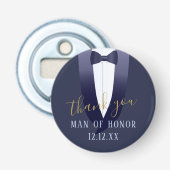 Man van eer Bedankt Blauw Flessenopener Button Flesopener (Voorkant)