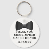 Man van eer Black Bow Stropdas bruiloft gunst Sleu Sleutelhanger (Voorkant)