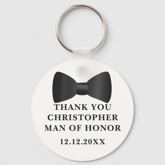 Man van eer Black Bow Stropdas bruiloft gunst Sleu Sleutelhanger (Voorkant)