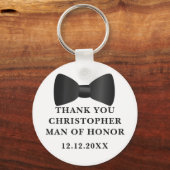 Man van eer Black Bow Stropdas bruiloft gunst Sleu Sleutelhanger (Voorkant)