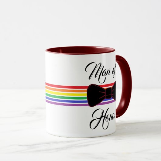 Man van Eer Bourgondië Bow Stropdas Koffie Mok (Voorkant rechts)