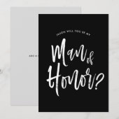 Man van Eer | Script Stijl Aangepaste Trouw Kaart (Voorkant / Achterkant)