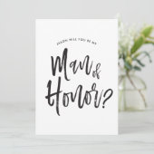 Man van Eer | Script Stijl Trouwkaart Kaart (Staand voorkant)