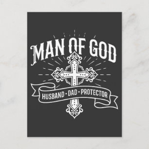Man Van God Echtgenoot Vader Beschermer T-shirt Ch Briefkaart