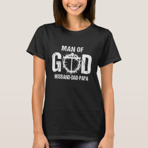 Man van God Husband Papa Christelijk kruis T-shirt