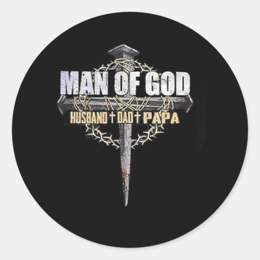Man van God Husband Papa vader dag Ronde Sticker (Voorkant)