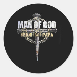 Man van God Husband Papa vader dag Ronde Sticker