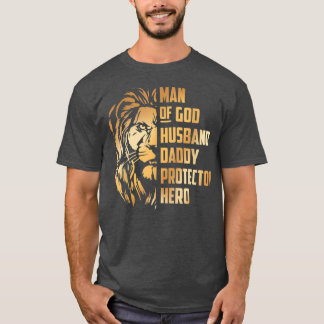 Man van God Husband vader beschermer Hero Husband, T-shirt
