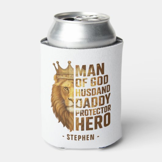 Man van God Lion Crown Design - Man, papa Blikjeskoeler (Blikje Voorkant)