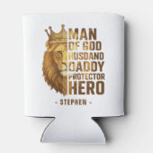 Man van God Lion Crown Design - Man, papa Blikjeskoeler (Achterkant)