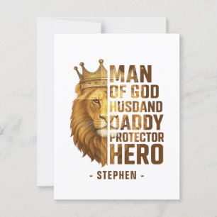 Man van God Lion Crown Design - Man, papa Briefkaart