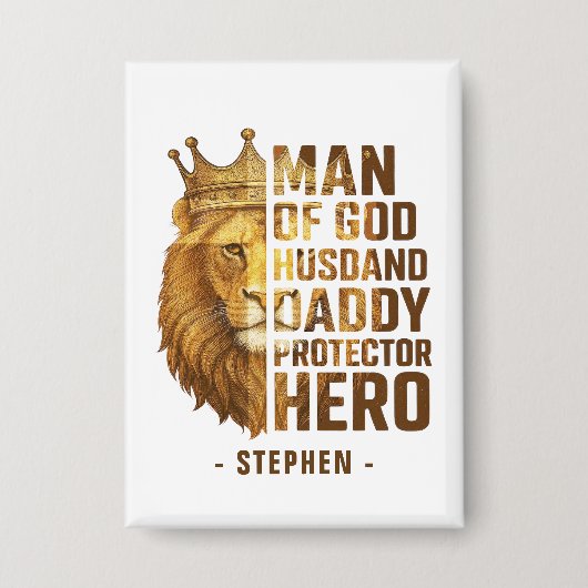 Man van God Lion Crown Design - Man, papa Button (Voorkant)