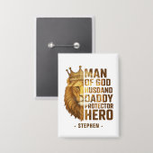 Man van God Lion Crown Design - Man, papa Button (Voorkant / Achterkant)