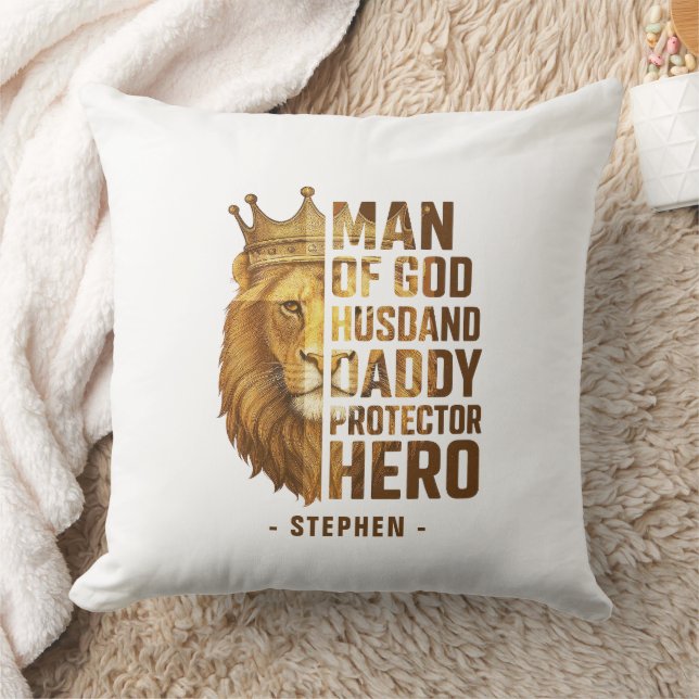 Man van God Lion Crown Design - Man, papa Kussen (Deken)