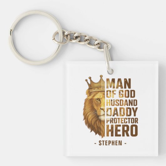 Man van God Lion Crown Design - Man, papa Sleutelhanger (Voorkant)