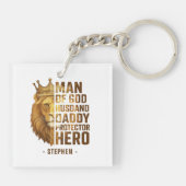 Man van God Lion Crown Design - Man, papa Sleutelhanger (Achterkant)