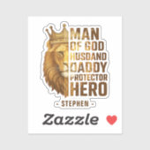 Man van God Lion Crown Design - Man, papa Sticker (Vel)