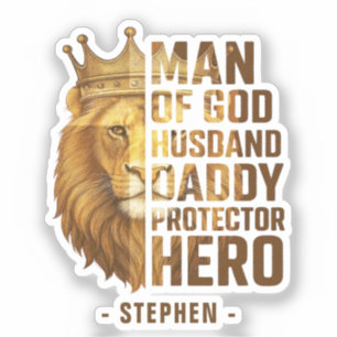 Man van God Lion Crown Design - Man, papa Sticker