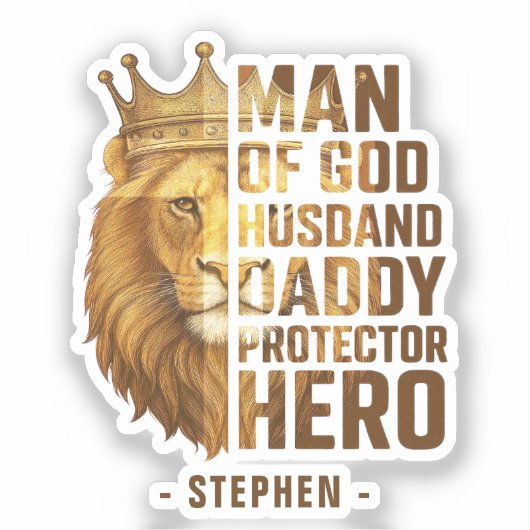 Man van God Lion Crown Design - Man, papa Sticker (Voorkant)