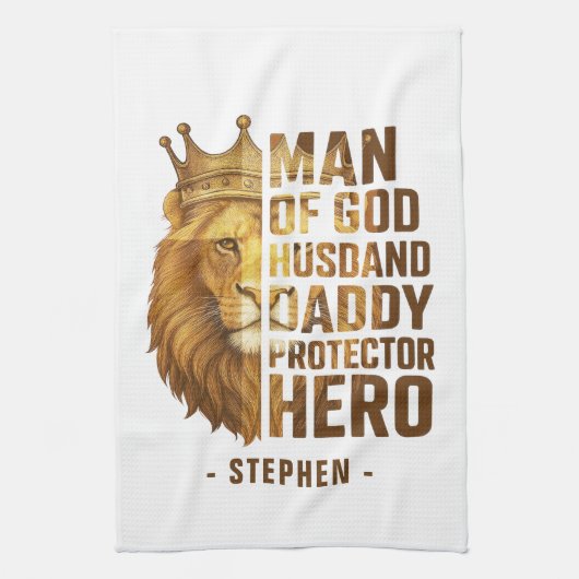 Man van God Lion Crown Design - Man, papa Theedoek (Verticaal)